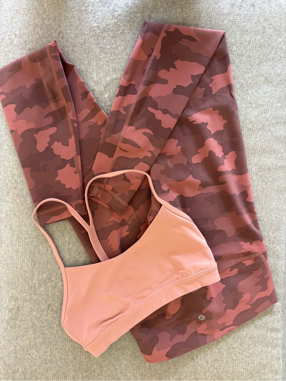 lululemon athletica Pink Camo Sports Bra & Leggings Set